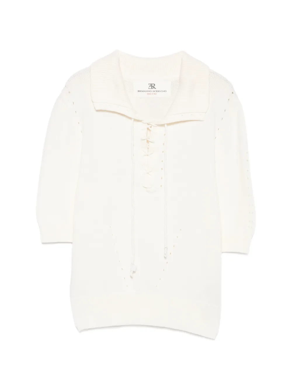 Ermanno Scervino T-Shirt mit Schnürung - Weiß