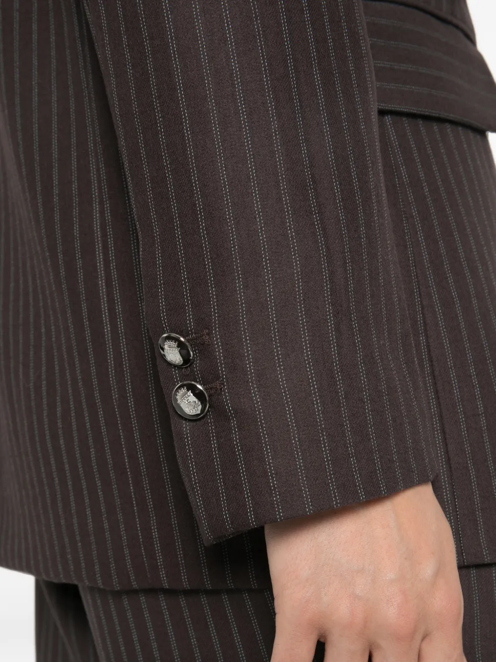 Elisabetta Franchi Blazer met krijtstreep en gekerfde revers Bruin