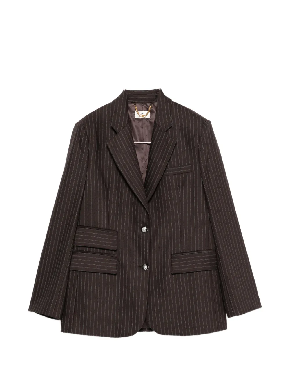 Elisabetta Franchi pinstripe-pattern notched-lapel blazer - Braun