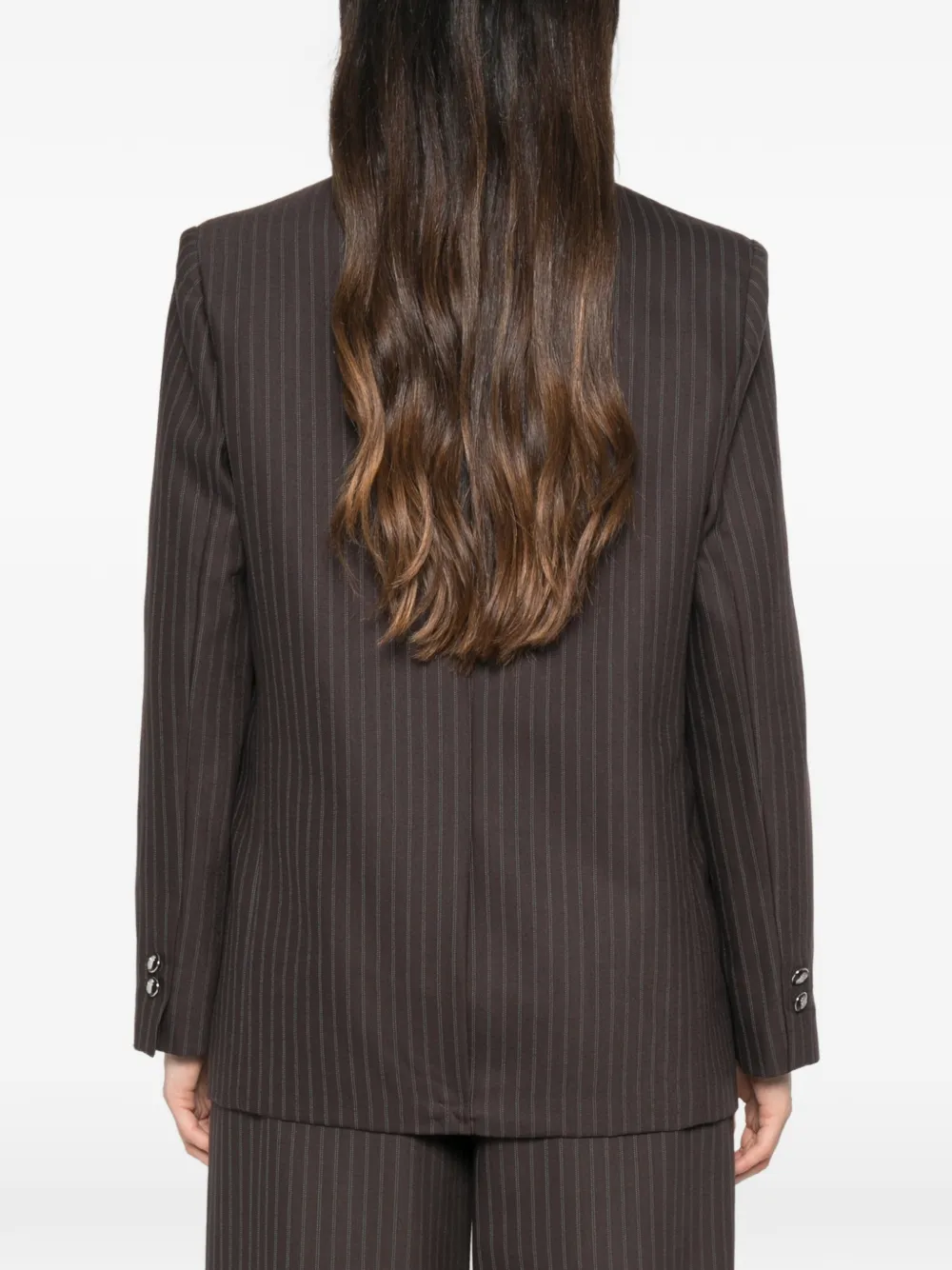 Elisabetta Franchi Blazer met krijtstreep en gekerfde revers Bruin