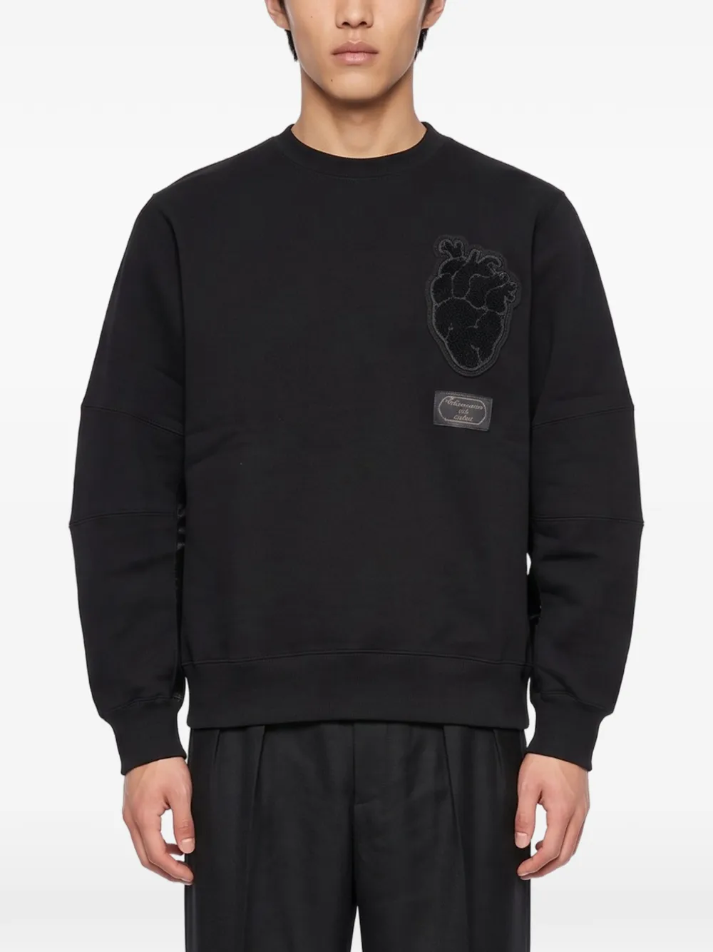Undercover heart-patch panelled sweatshirt Zwart