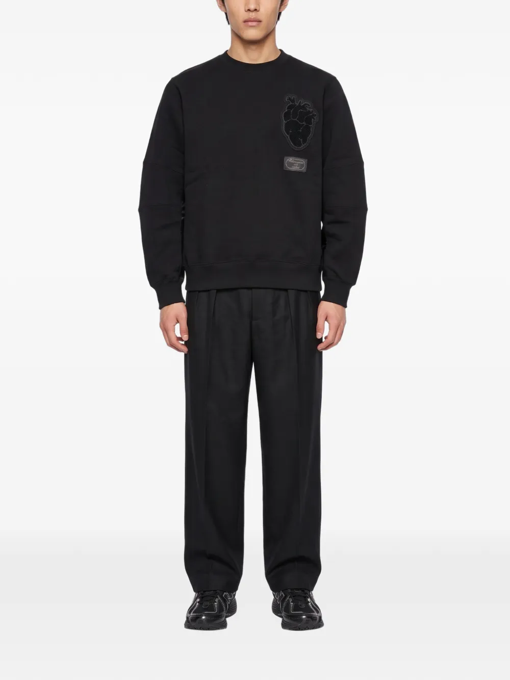 Undercover heart-patch panelled sweatshirt Zwart