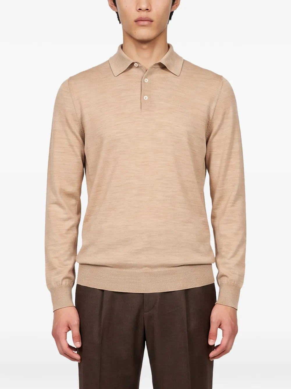 Lardini long-sleeve knitted polo shirt Beige