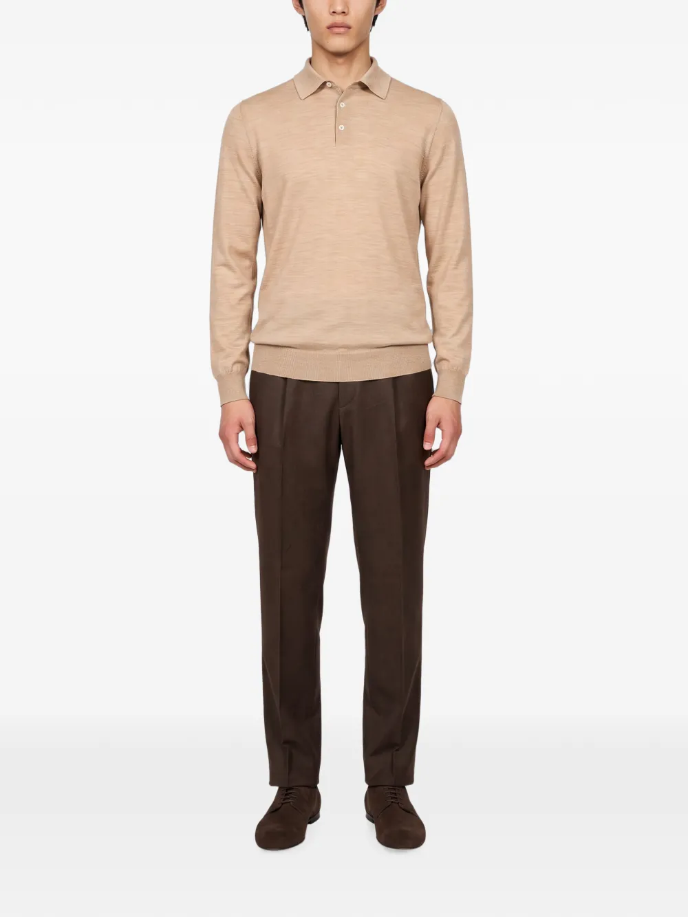 Lardini long-sleeve knitted polo shirt Beige