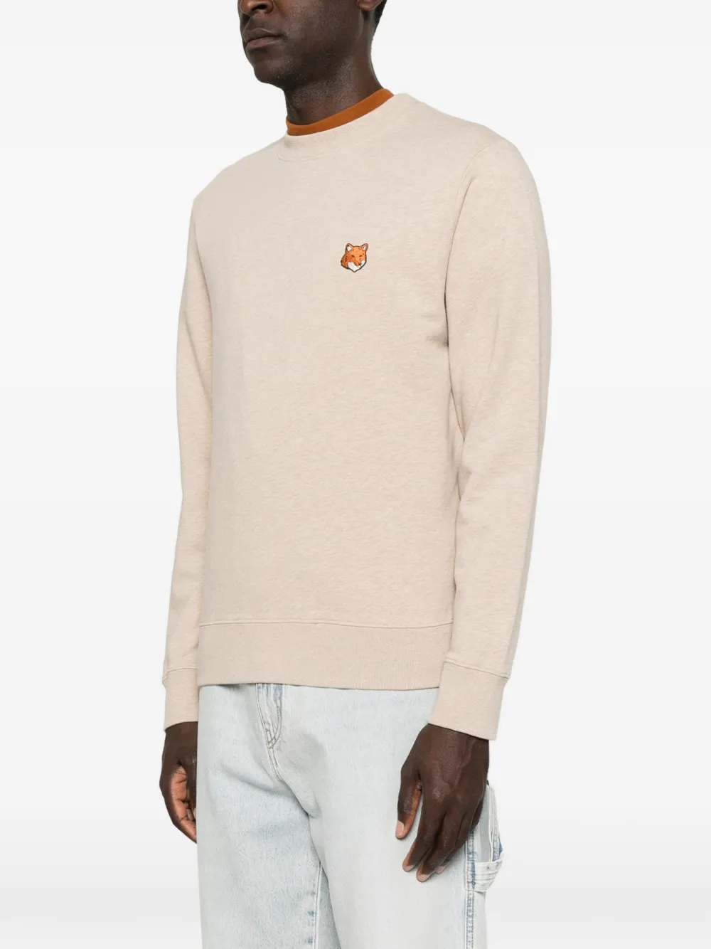 Maison Kitsuné Sweater met vossenkop Beige