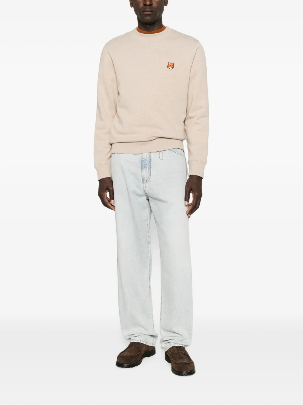 Maison Kitsuné Sweater met vossenkop Beige