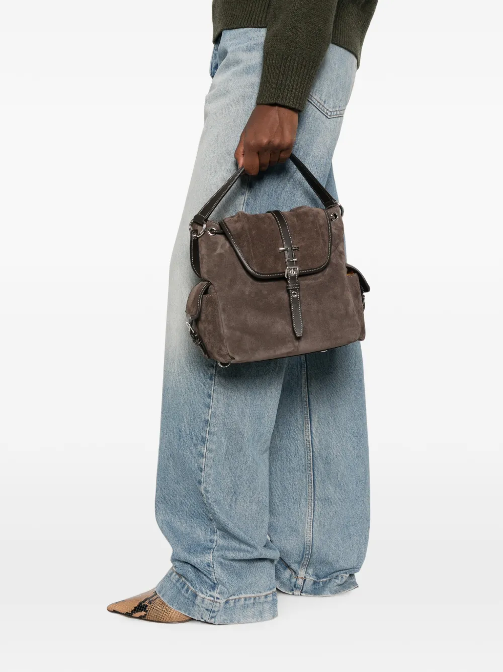 Tod's Tim mini-shopper met gespsluiting Bruin