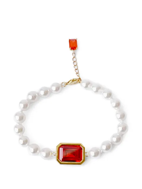 Izabel Display emerald-cut crystal pearl bracelet