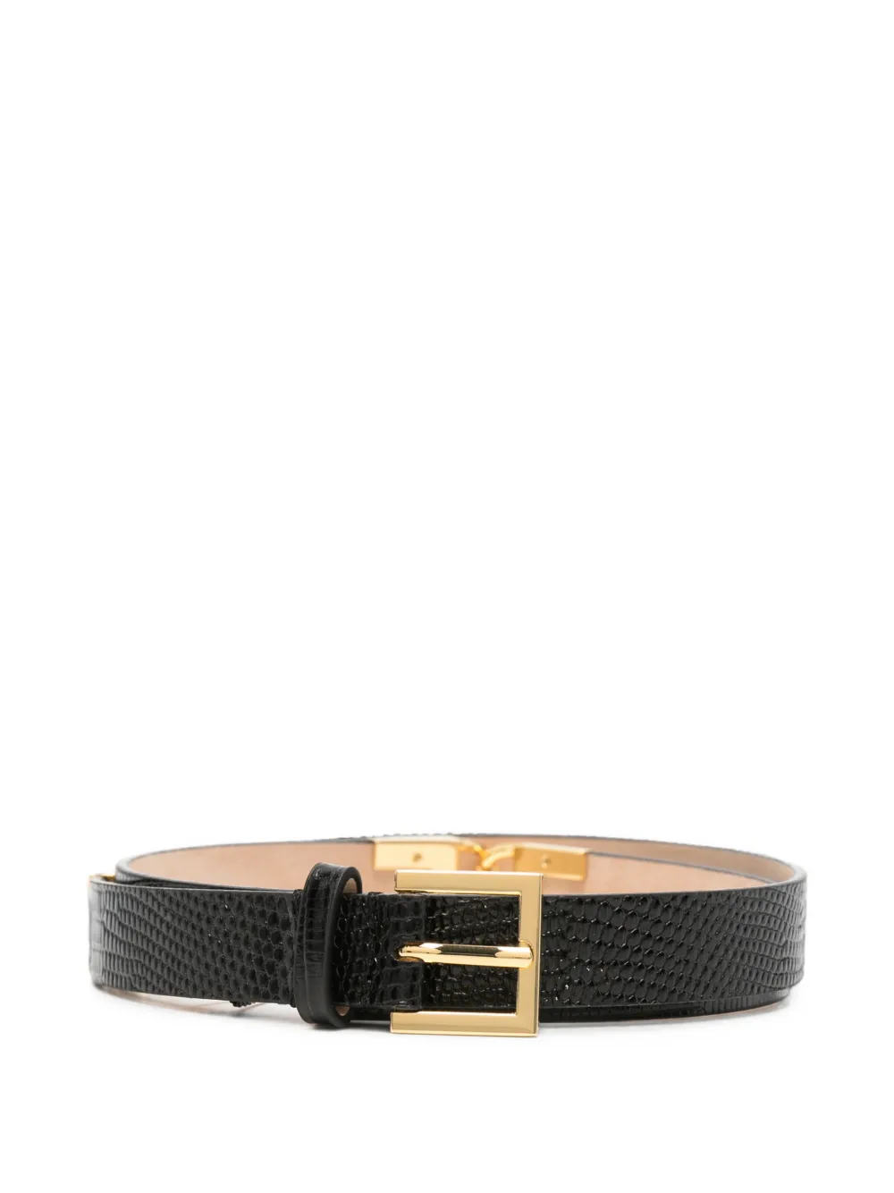 Elisabetta Franchi snake-effect logo-detail belt - Nero
