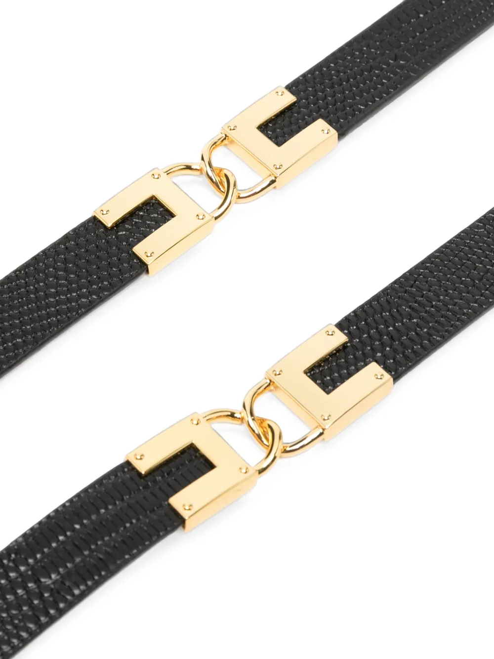 Elisabetta Franchi Riem met slangen-effect en logo-detail Zwart