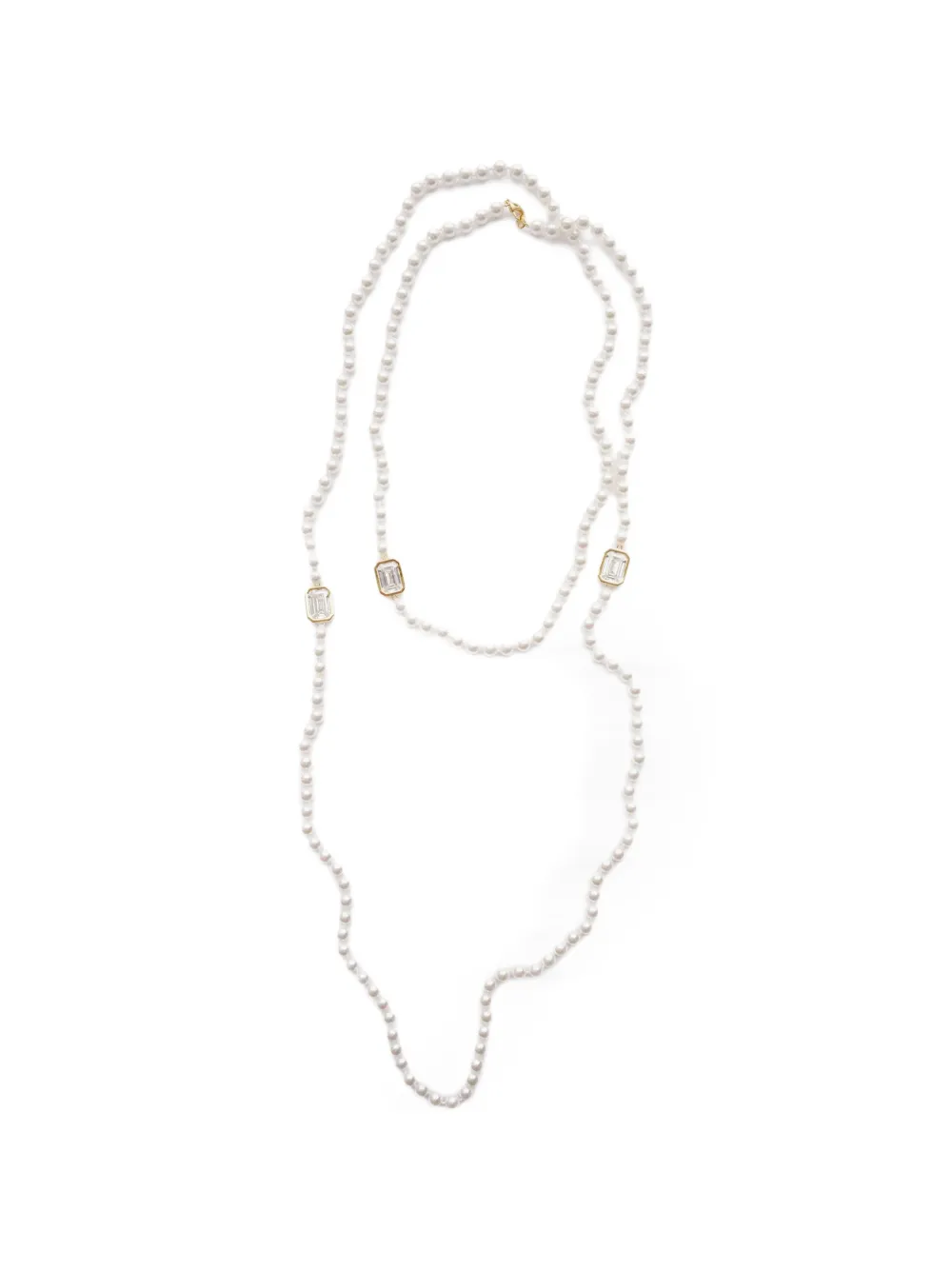 Izabel Display crystal-embellished pearl necklace - Bianco