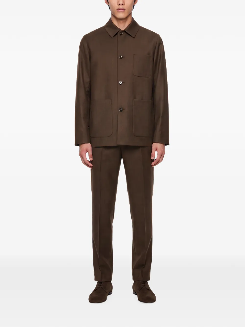 Lardini Shirtjack met opgestikte zak Bruin