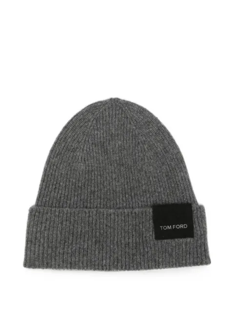 TOM FORD ribbed-knit logo-patch beanie hat