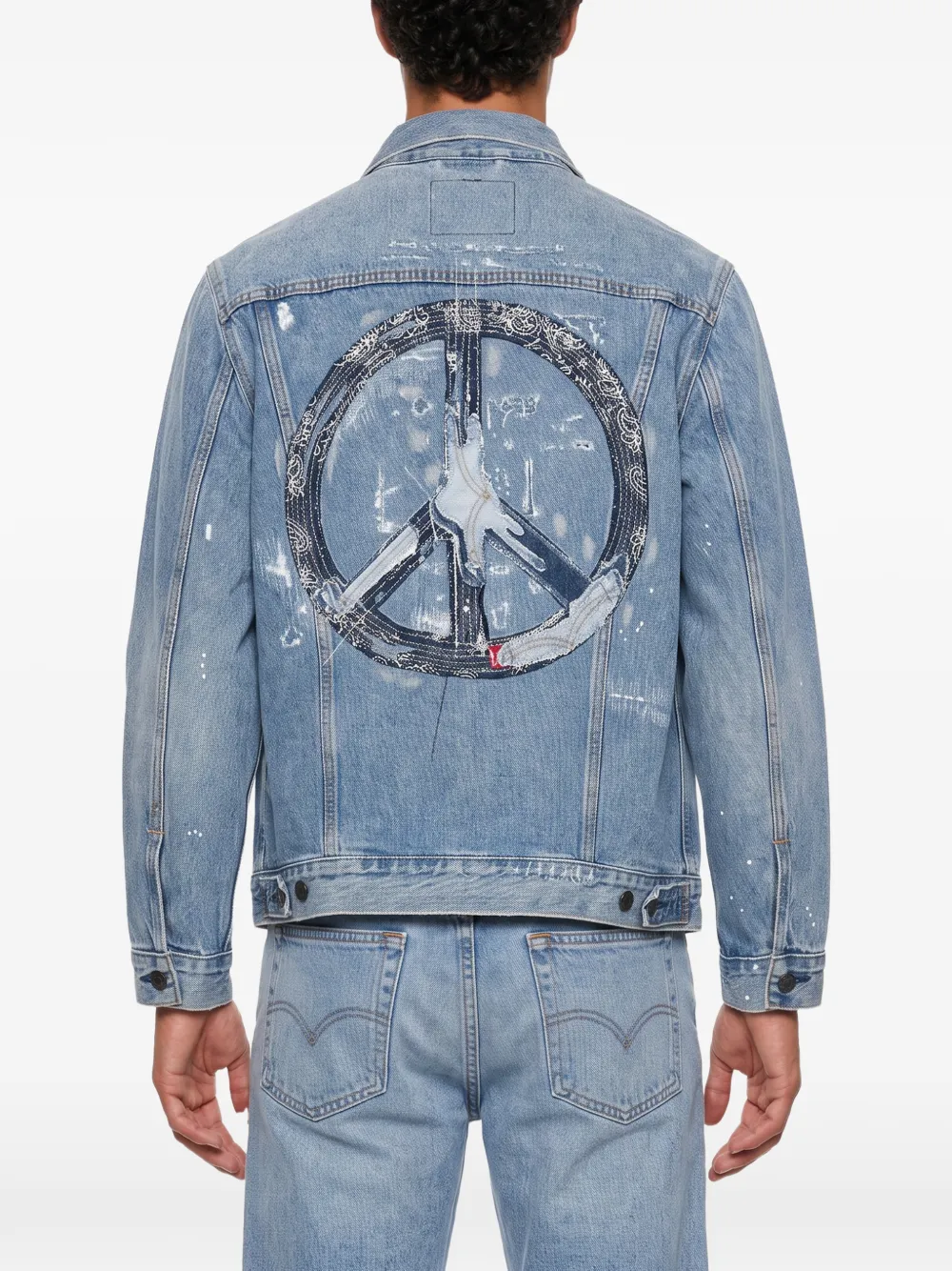 Levi's Type III paint-splatter peace-sign denim jacket Blauw