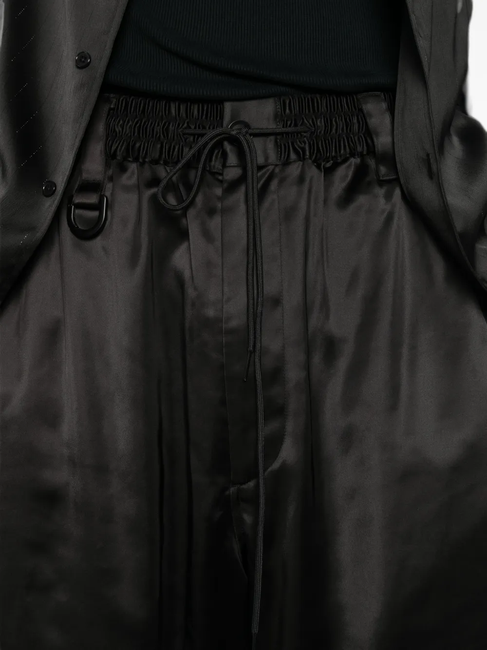 Y-3 Satijnen broek met trekkoord Zwart