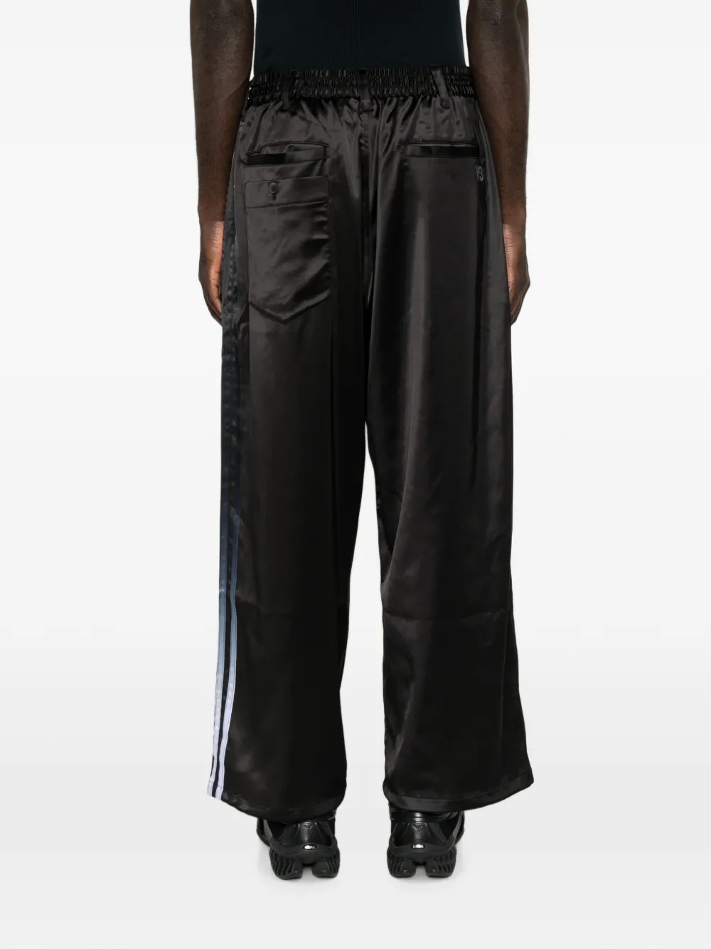 Y-3 Satijnen broek met trekkoord Zwart