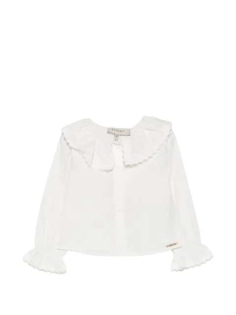 TWINSET Kids camisa con volantes en el cuello y puños acampanados