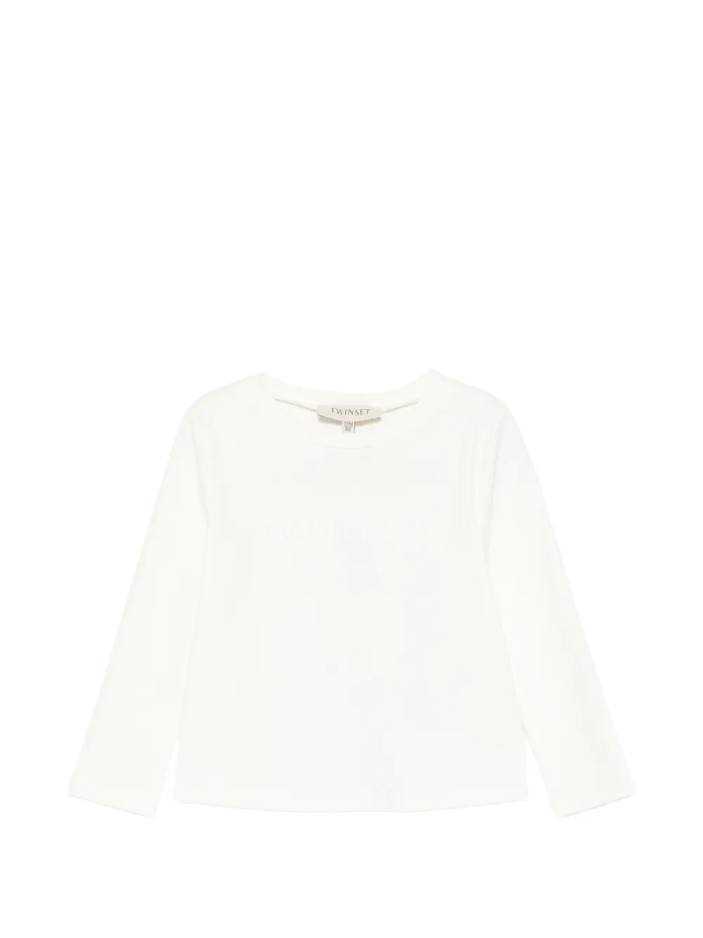TWINSET Kids rhinestone-logo long-sleeve T-shirt - Toni neutri
