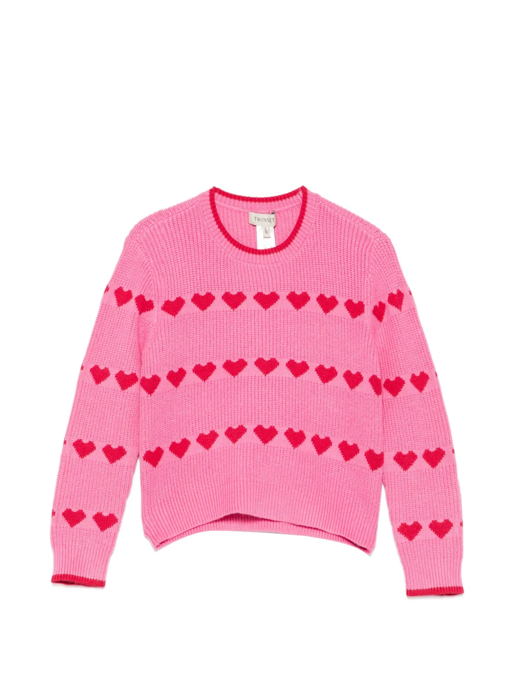 TWINSET Kids heart-intarsia knitted sweater - Rosa