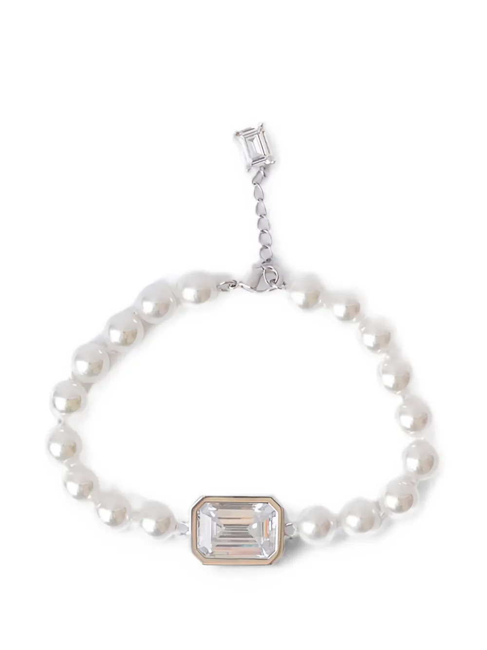 Izabel Display Mega pearl crystal-embellished bracelet - Argento
