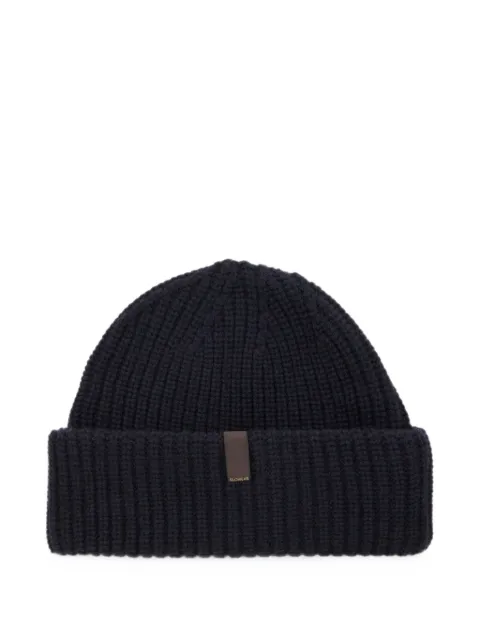 slowear ribbed-knit logo-patch beanie hat