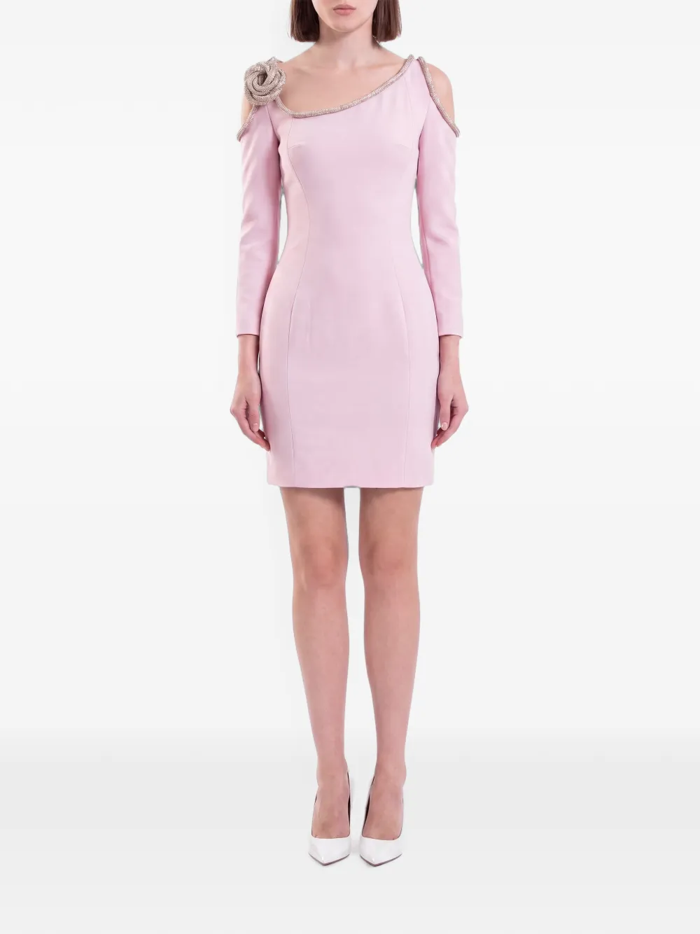 Saiid Kobeisy crystal-embellished cold-shoulder mini dress Roze