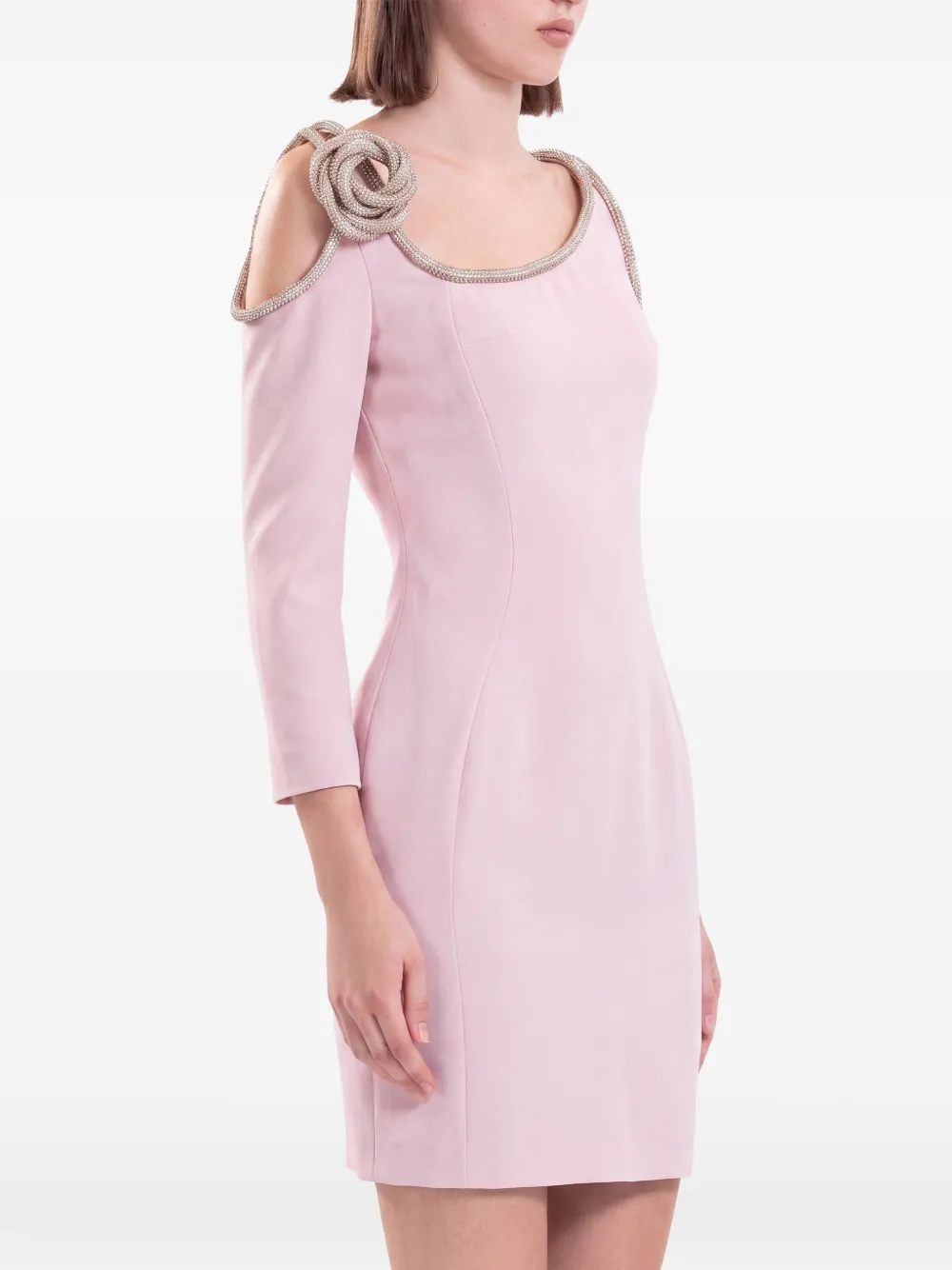 Saiid Kobeisy crystal-embellished cold-shoulder mini dress Roze