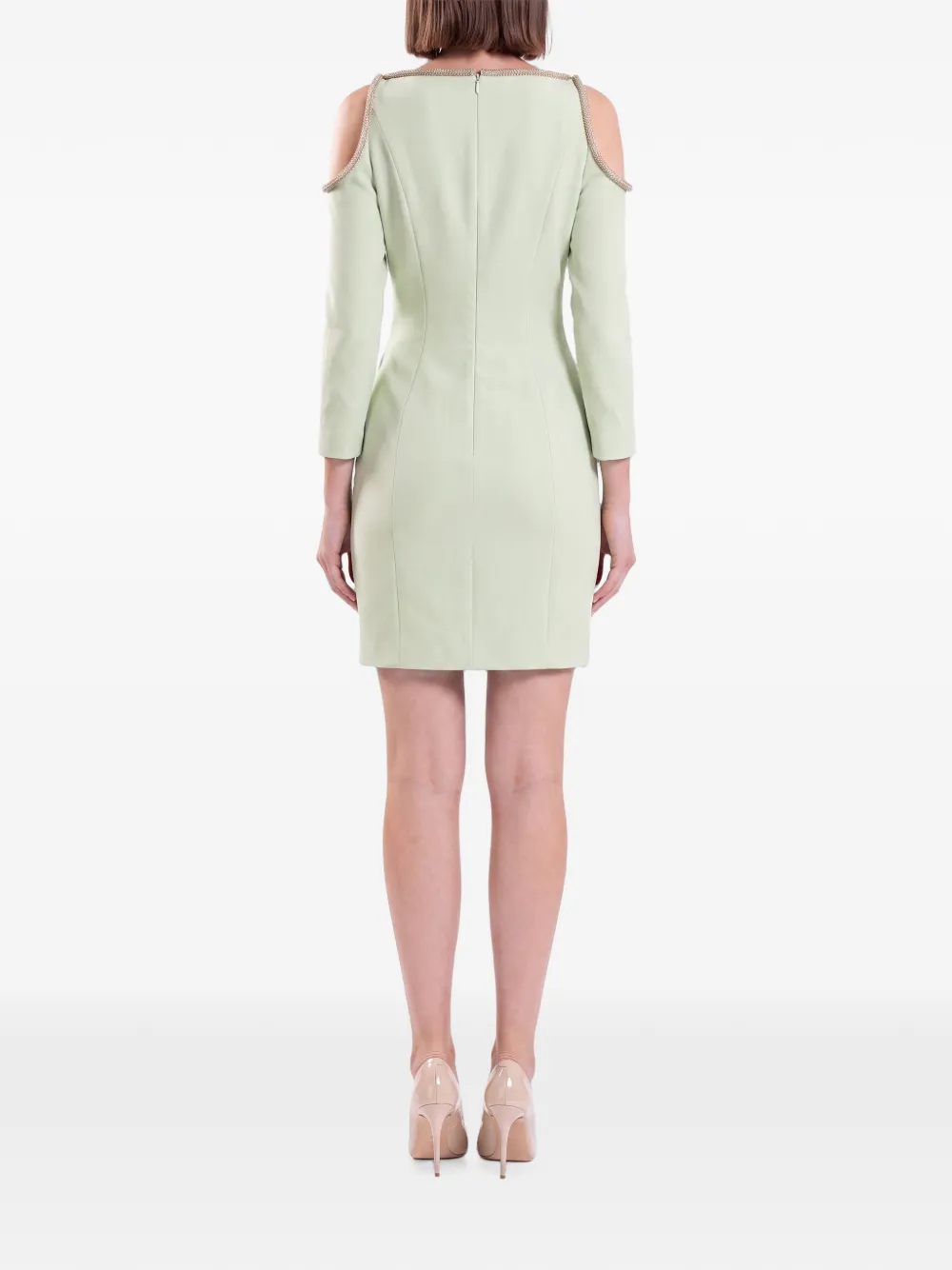 Saiid Kobeisy crystal-embellished cold-shoulder mini dress Groen