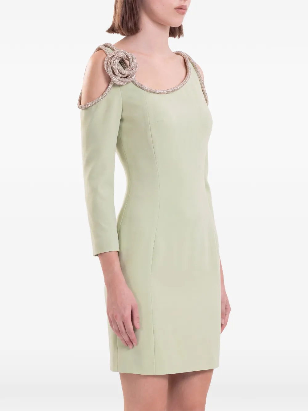Saiid Kobeisy crystal-embellished cold-shoulder mini dress Groen