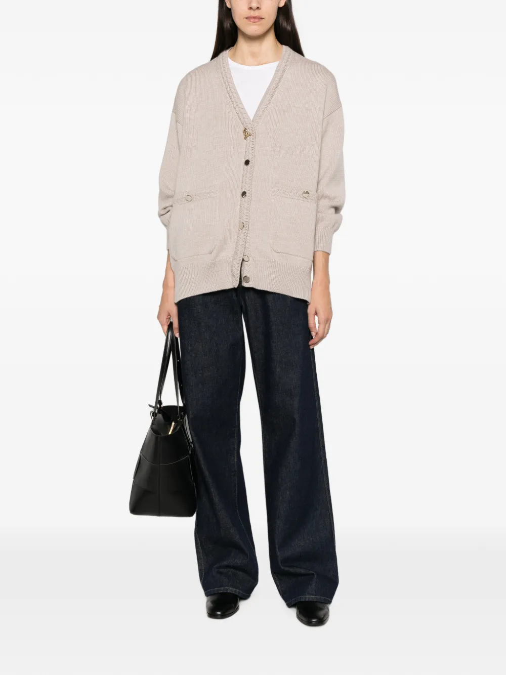 Fabiana Filippi V-neck wool cardigan Beige