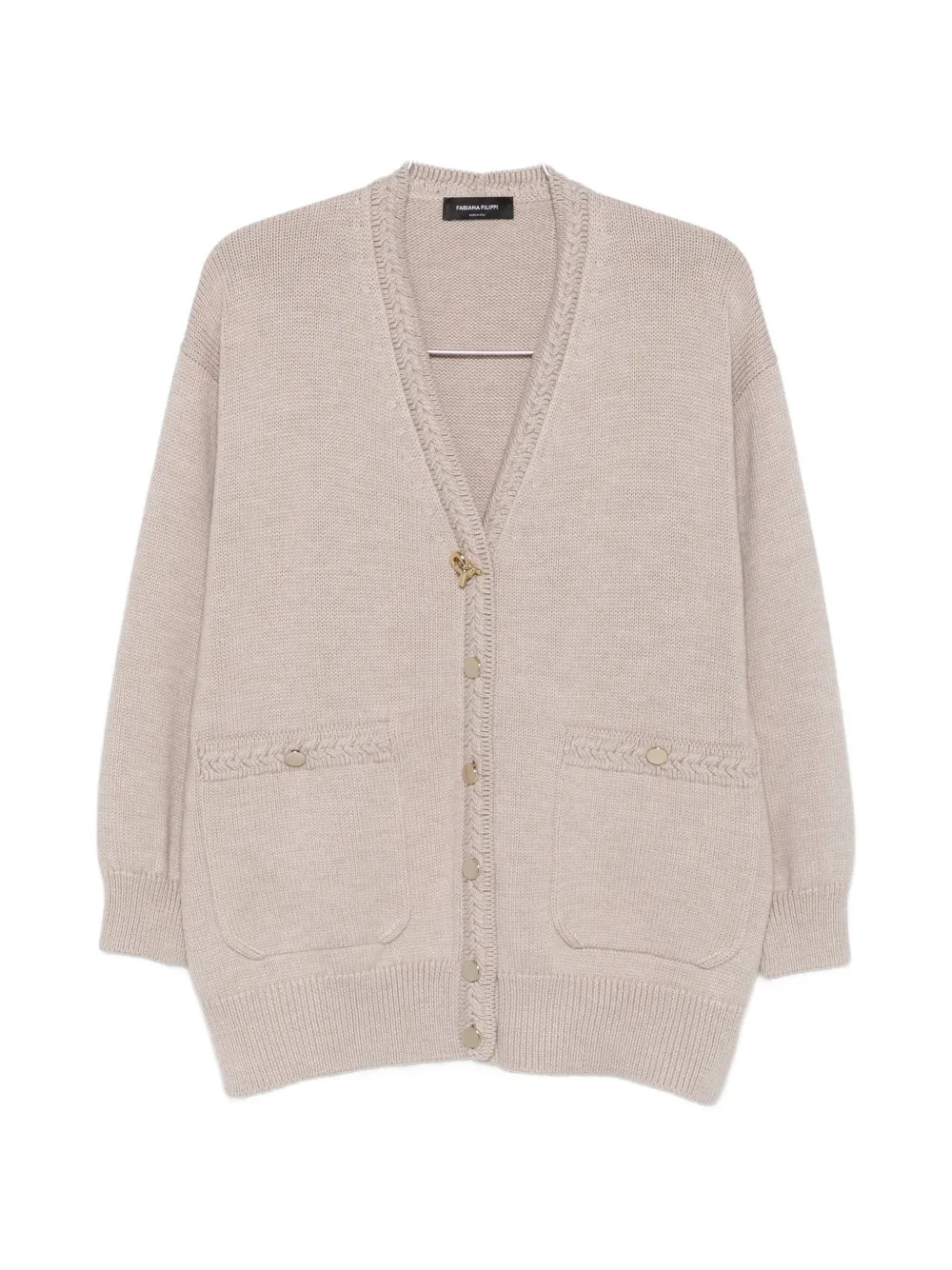 Fabiana Filippi V-neck Wool Cardigan In Nude