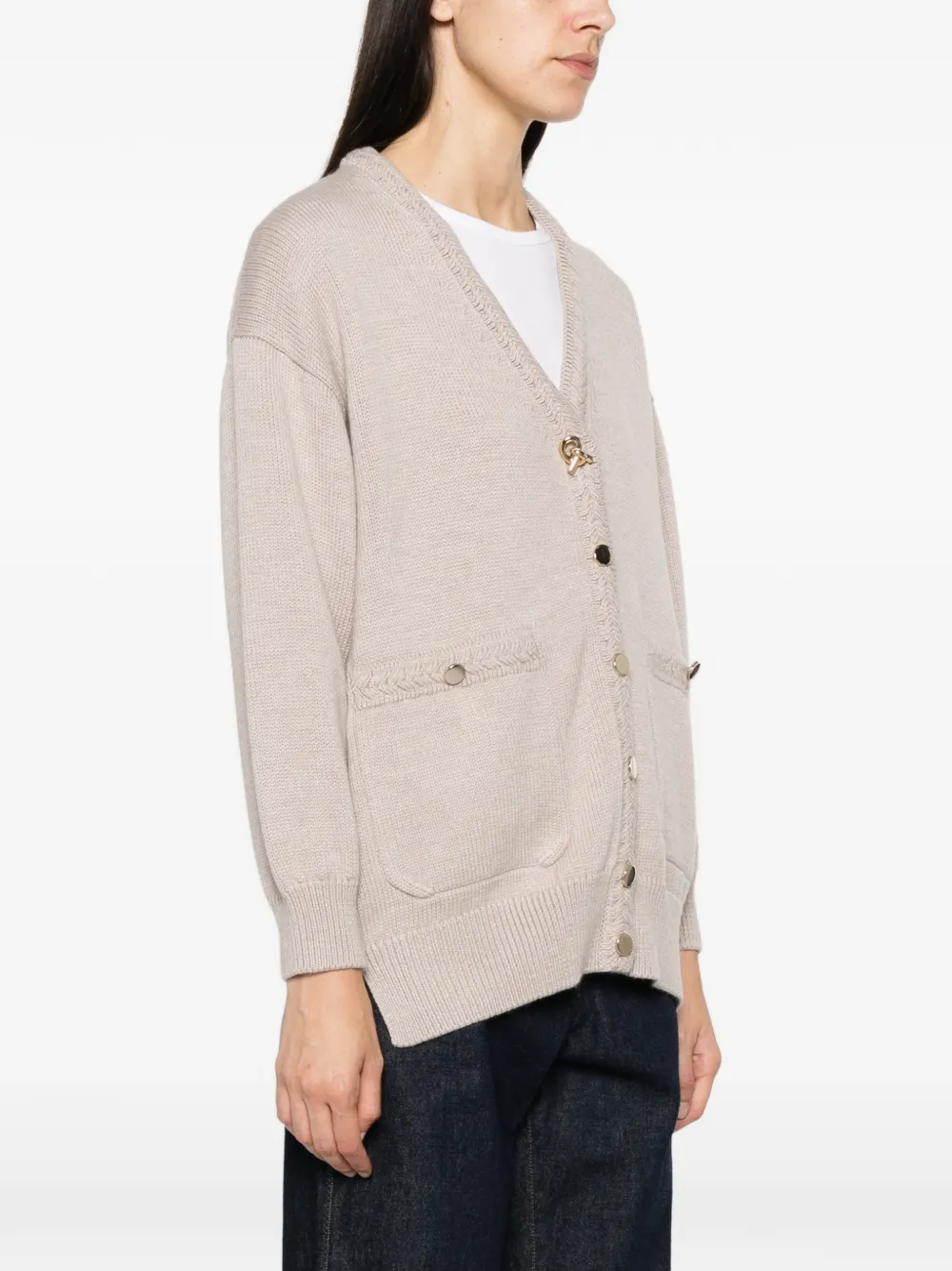 Fabiana Filippi V-neck wool cardigan Beige