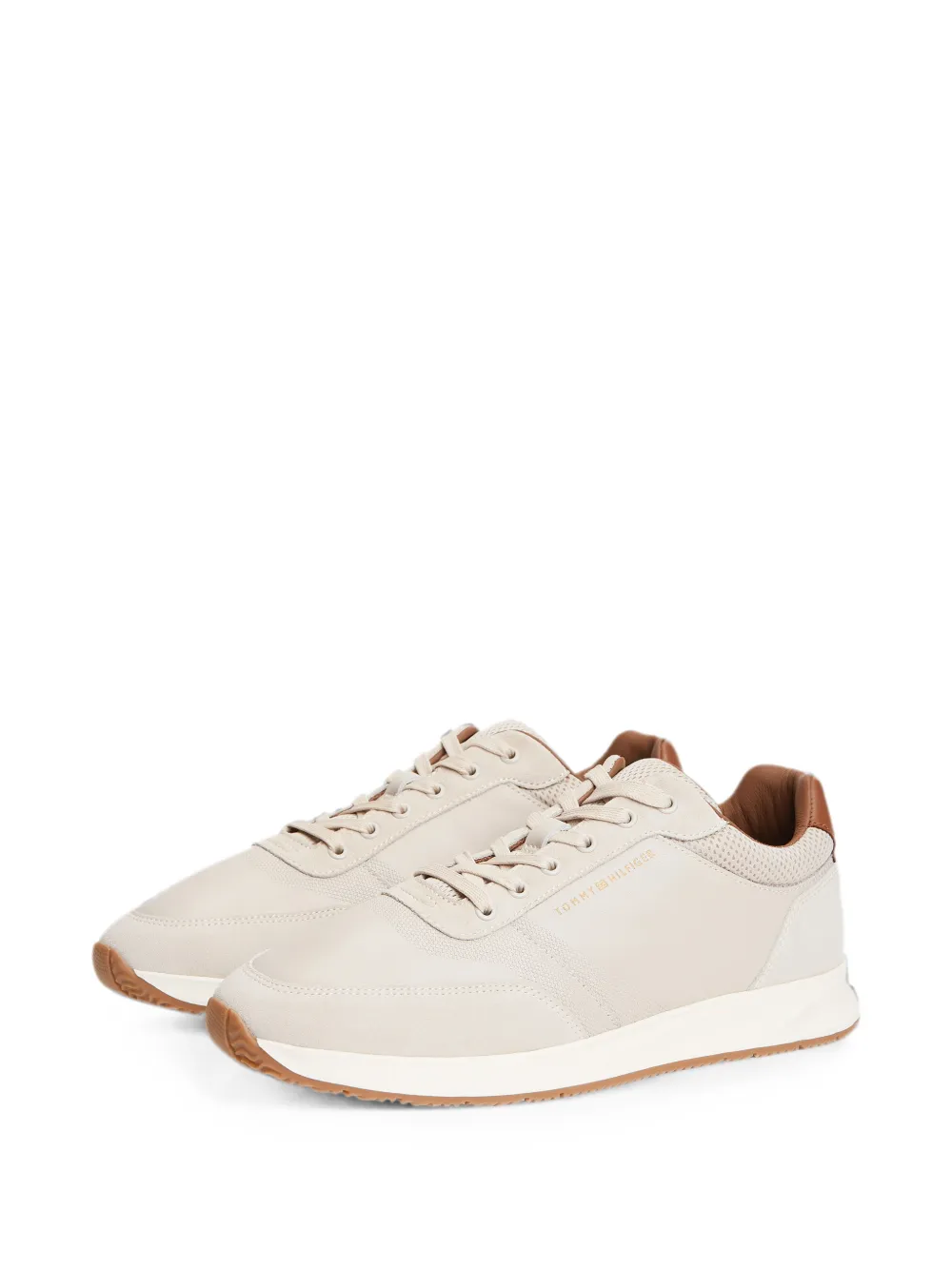 Tommy Hilfiger suede-panelled lace-up sneakers Beige