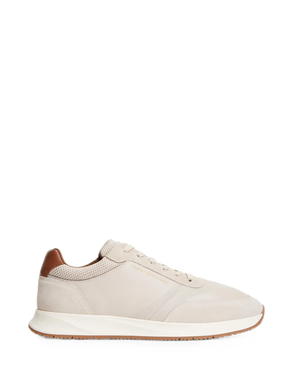 Tommy Hilfiger suede-panelled lace-up sneakers - Nude