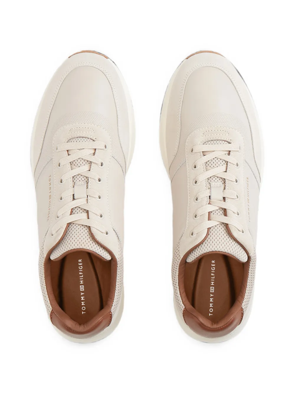 Tommy Hilfiger suede-panelled lace-up sneakers Beige