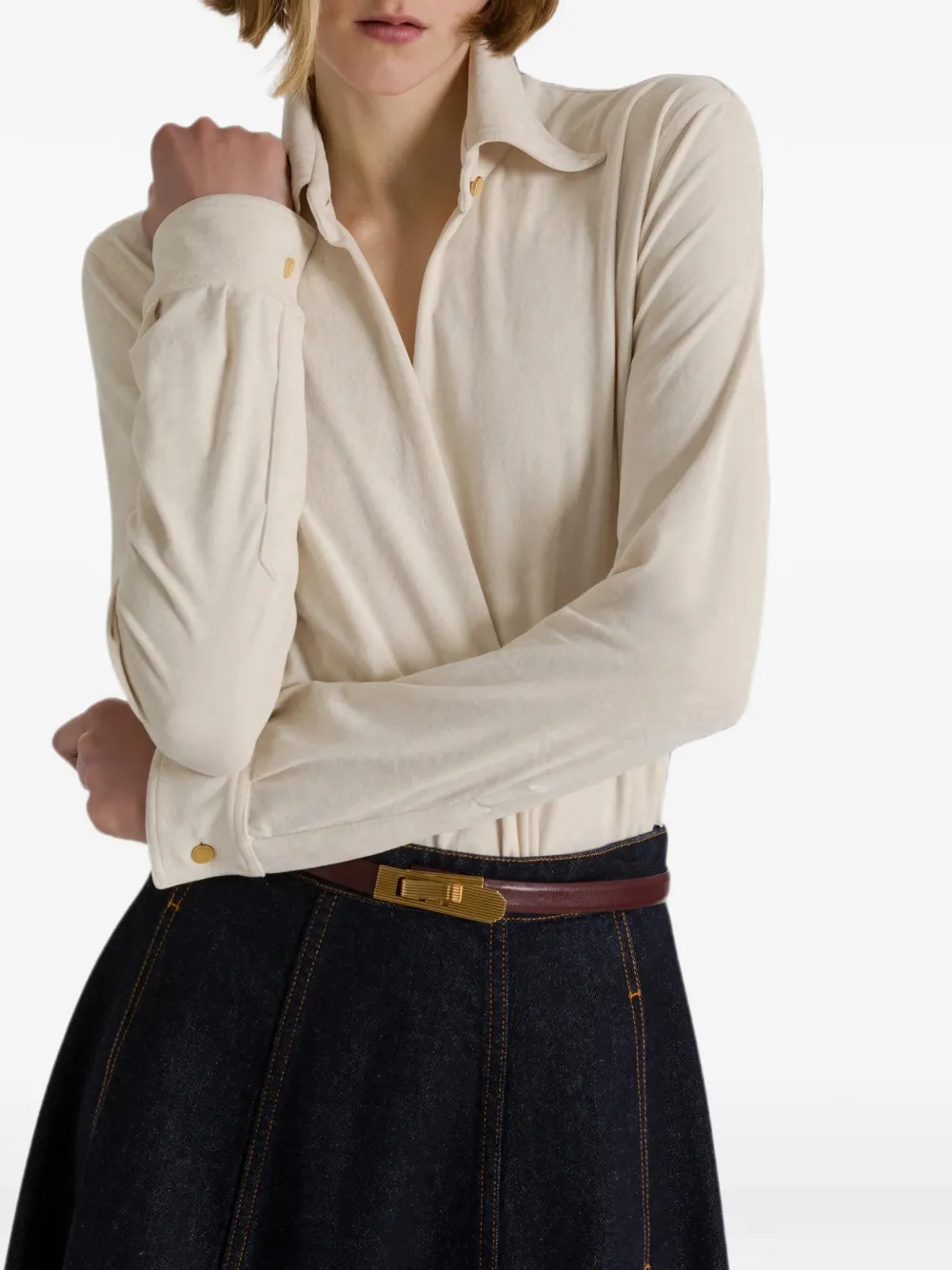 Alberta Ferretti Wikkelblouse Beige