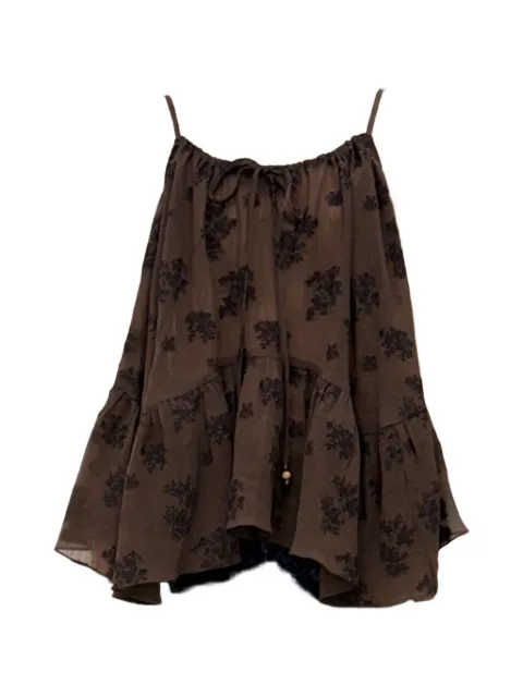 épingler floral-print ruffled blouse