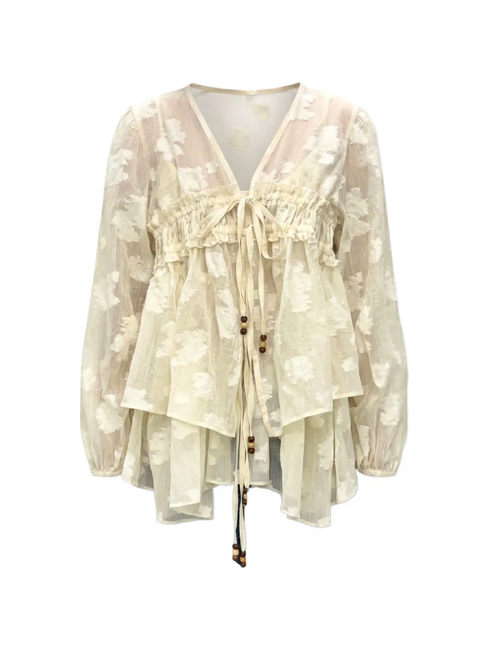 épingler floral-motif ruffled cardigan - Toni neutri