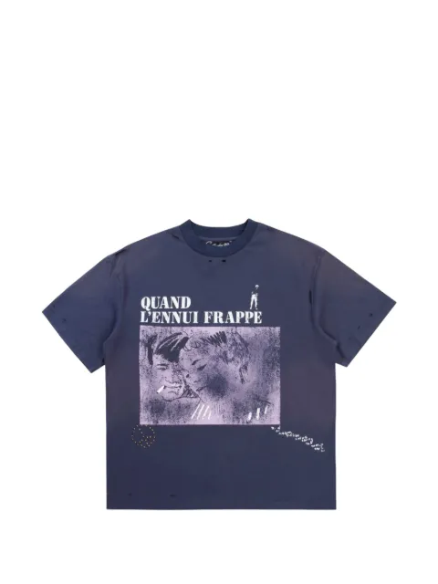 Boredom Kills graphic-print distressed T-shirt