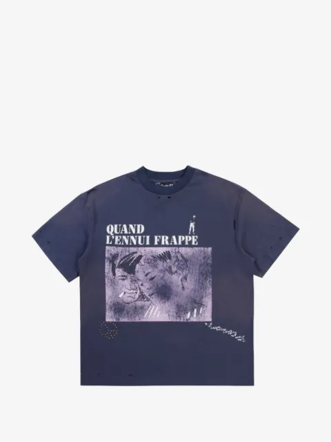 Boredom Kills graphic-print distressed T-shirt