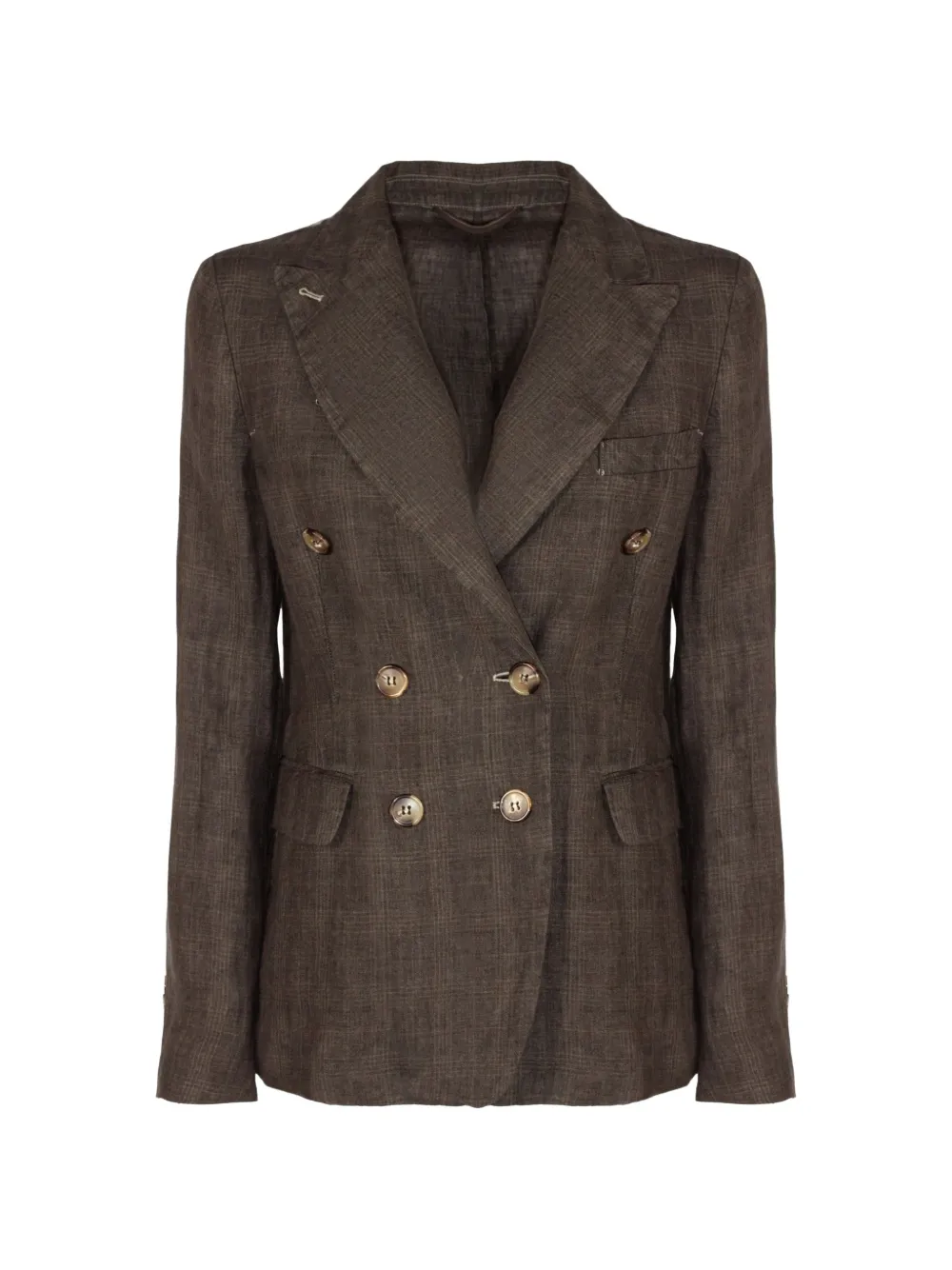 Kiltie double-breasted checked-pattern blazer - Braun