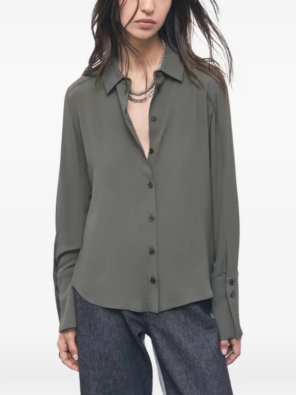 Patrizia Pepe Shirt met logoplakkaat Groen