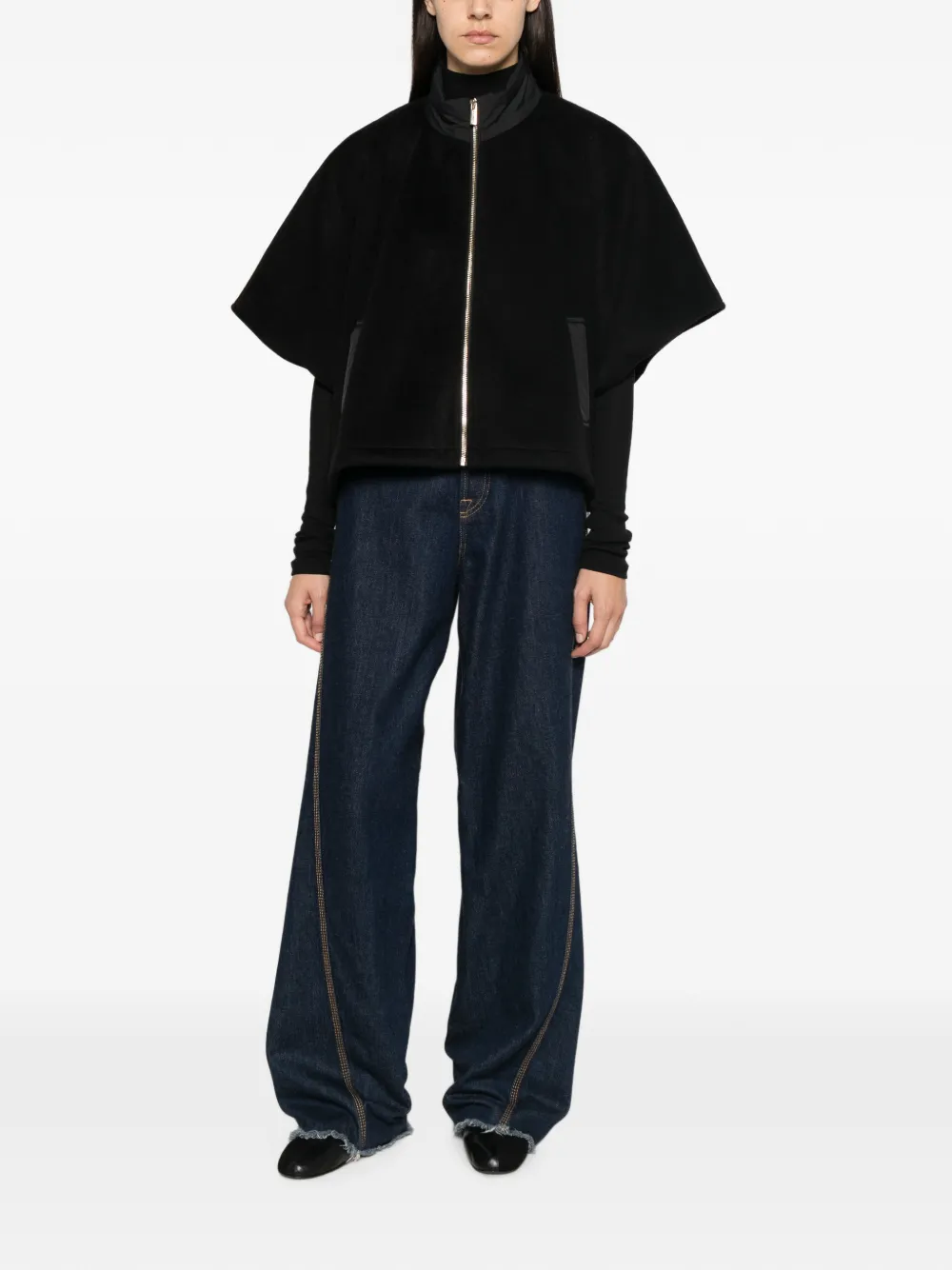 TWINSET Cape met rits Zwart