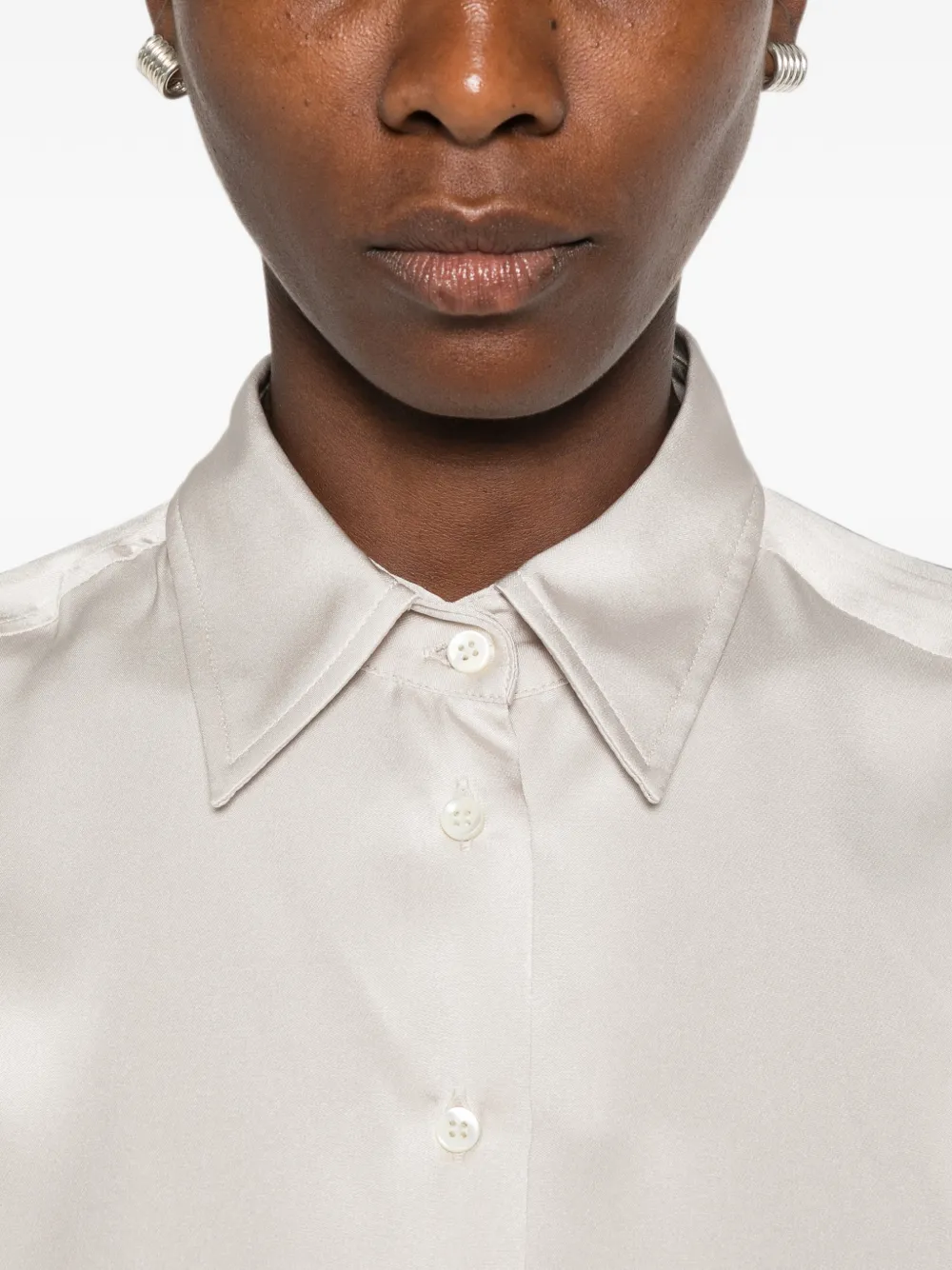 Brunello Cucinelli Zijden blouse met vleermuismouwen Grijs