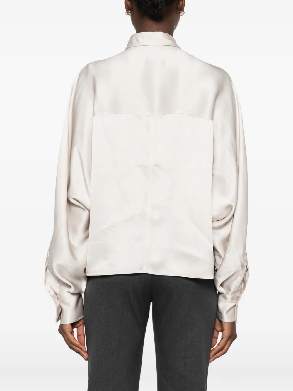Brunello Cucinelli Zijden blouse met vleermuismouwen Grijs