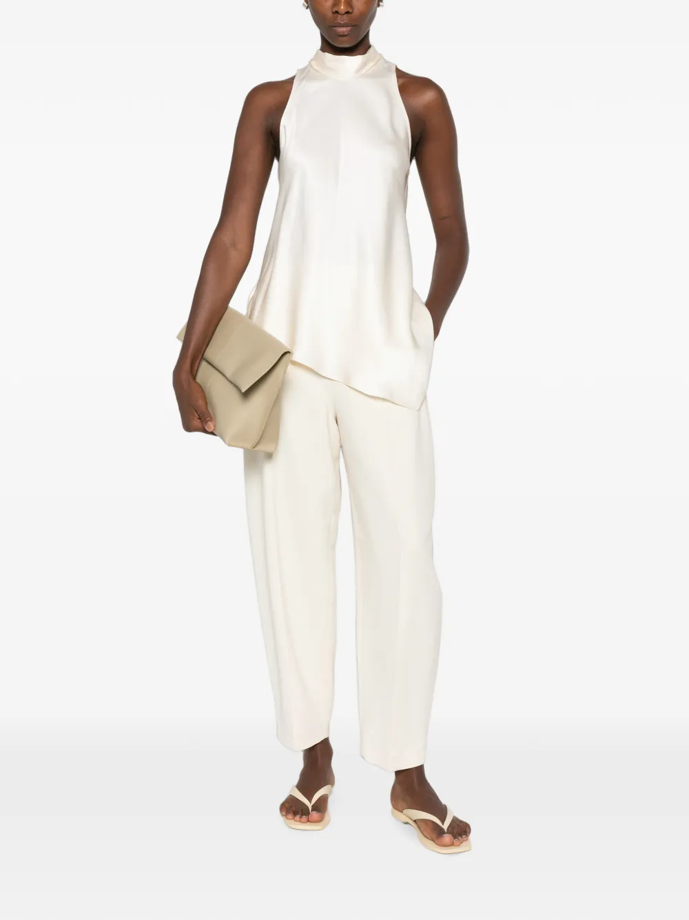 Brunello Cucinelli Asymmetrische haltertop Beige
