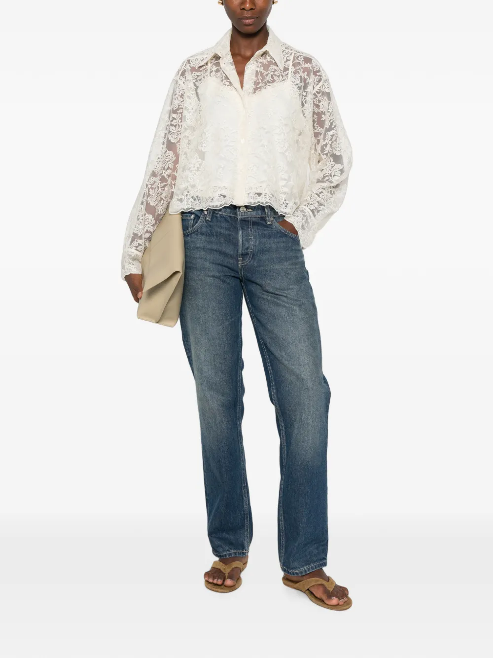 Ermanno Scervino Blouse met gewelfde zoom en bloemenkant Wit