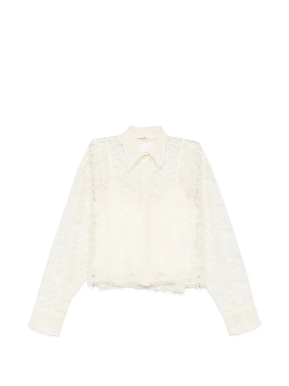 Ermanno Scervino floral-lace scalloped-hem shirt - Bianco