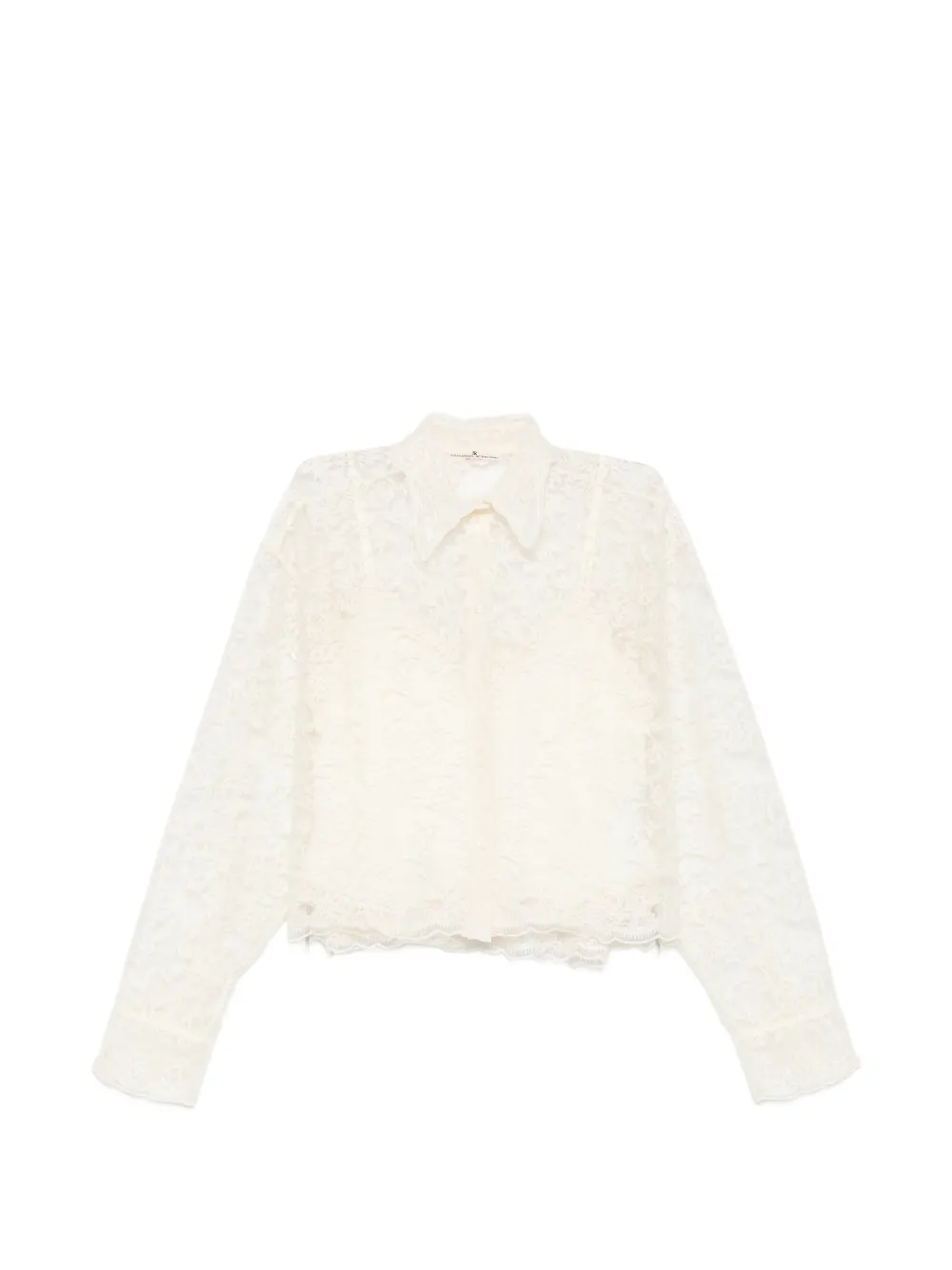 Ermanno Scervino floral-lace scalloped-hem shirt - White