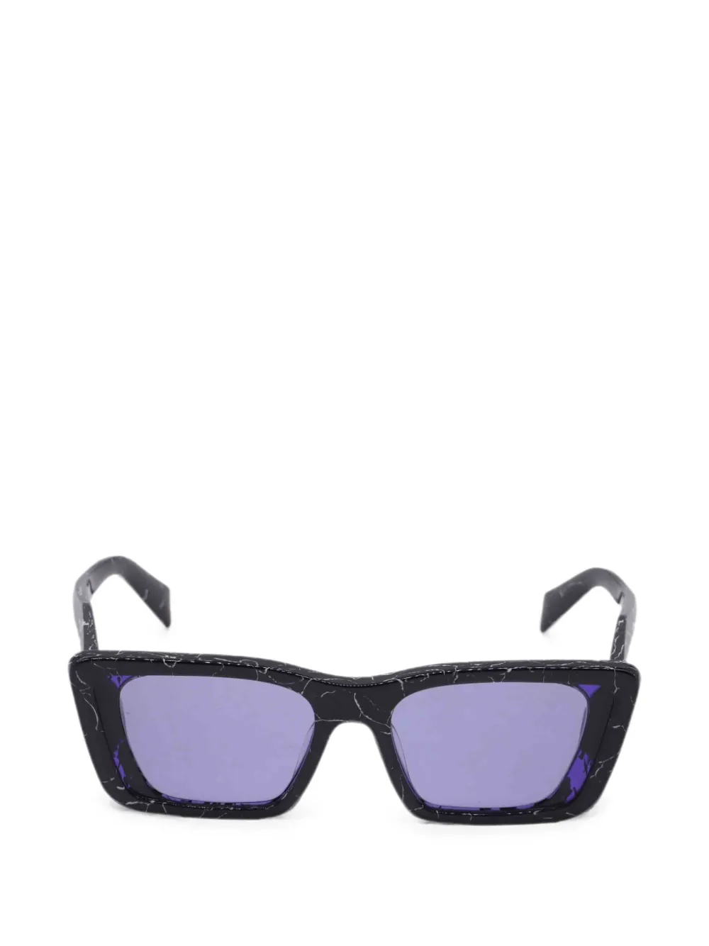 Pre-owned Prada Marble-print Geometric Sunglasses In Black